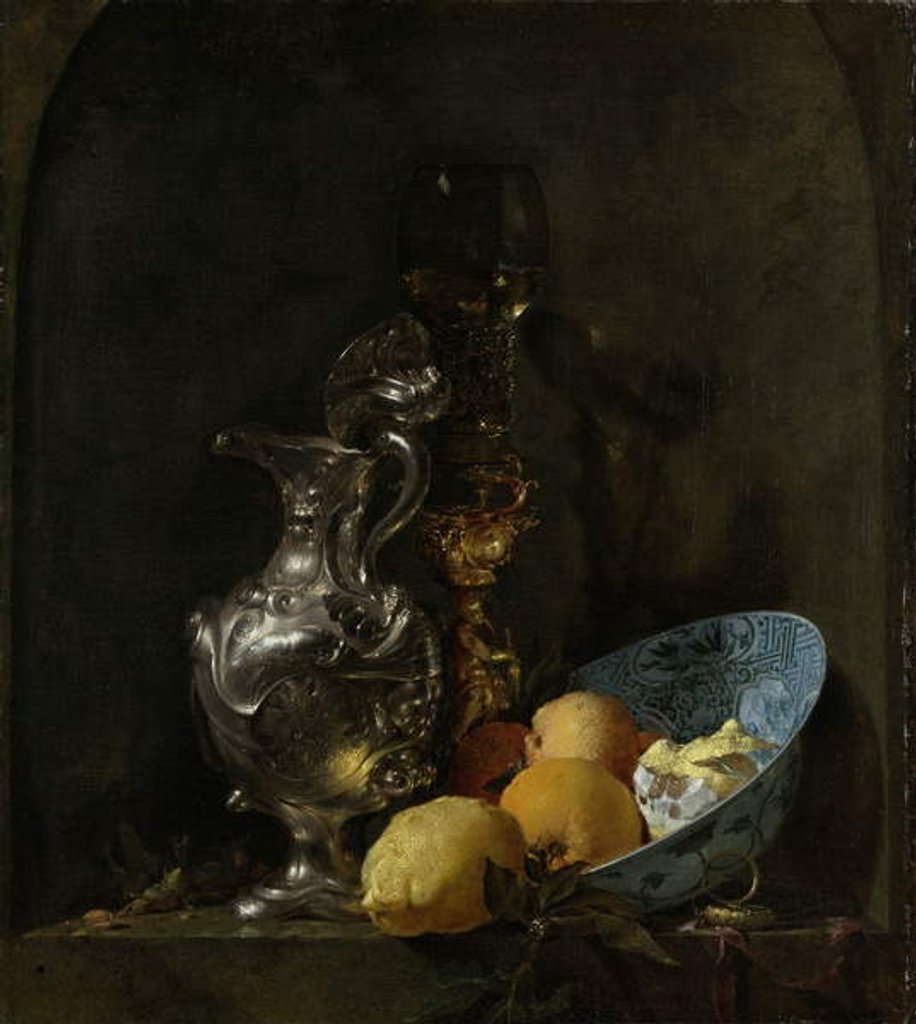 Detail of Still life with silver ewer, 1655-60 by Willem Kalf