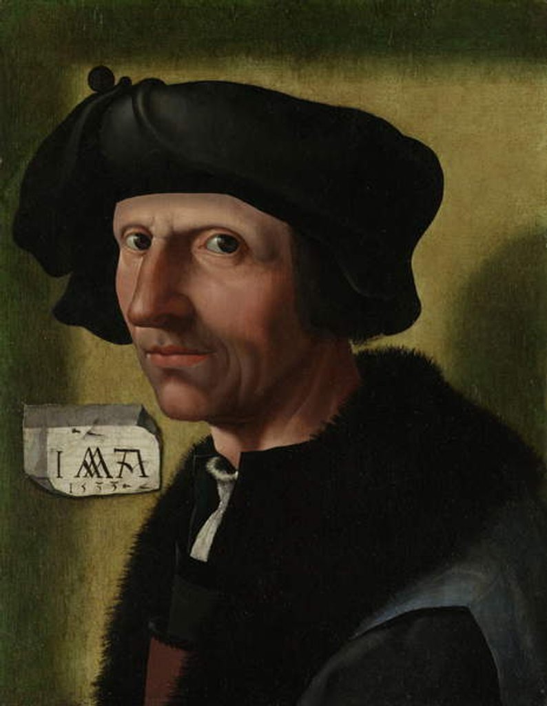 Detail of Portrait of Jacob Cornelisz van Oostsanen, c.1533 by Jacob Cornelisz van Oostsanen