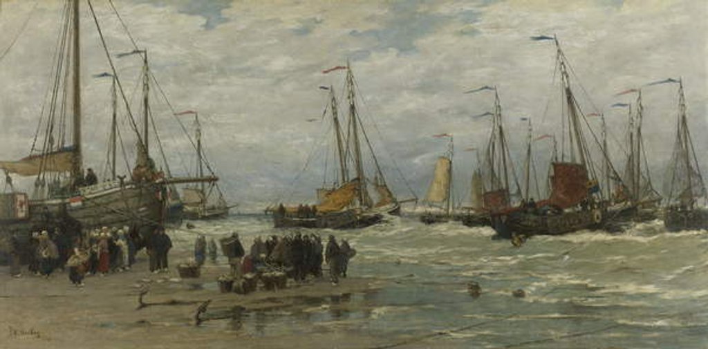 Detail of Fishing Pinks in Breaking Waves, c.1875-85 by Hendrik William Mesdag