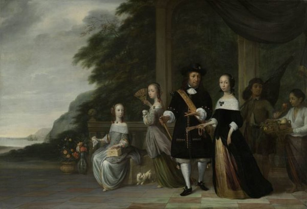 Detail of Batavian VOC chief merchant Pieter Cnoll and his family, 1665 by Jacob Coeman