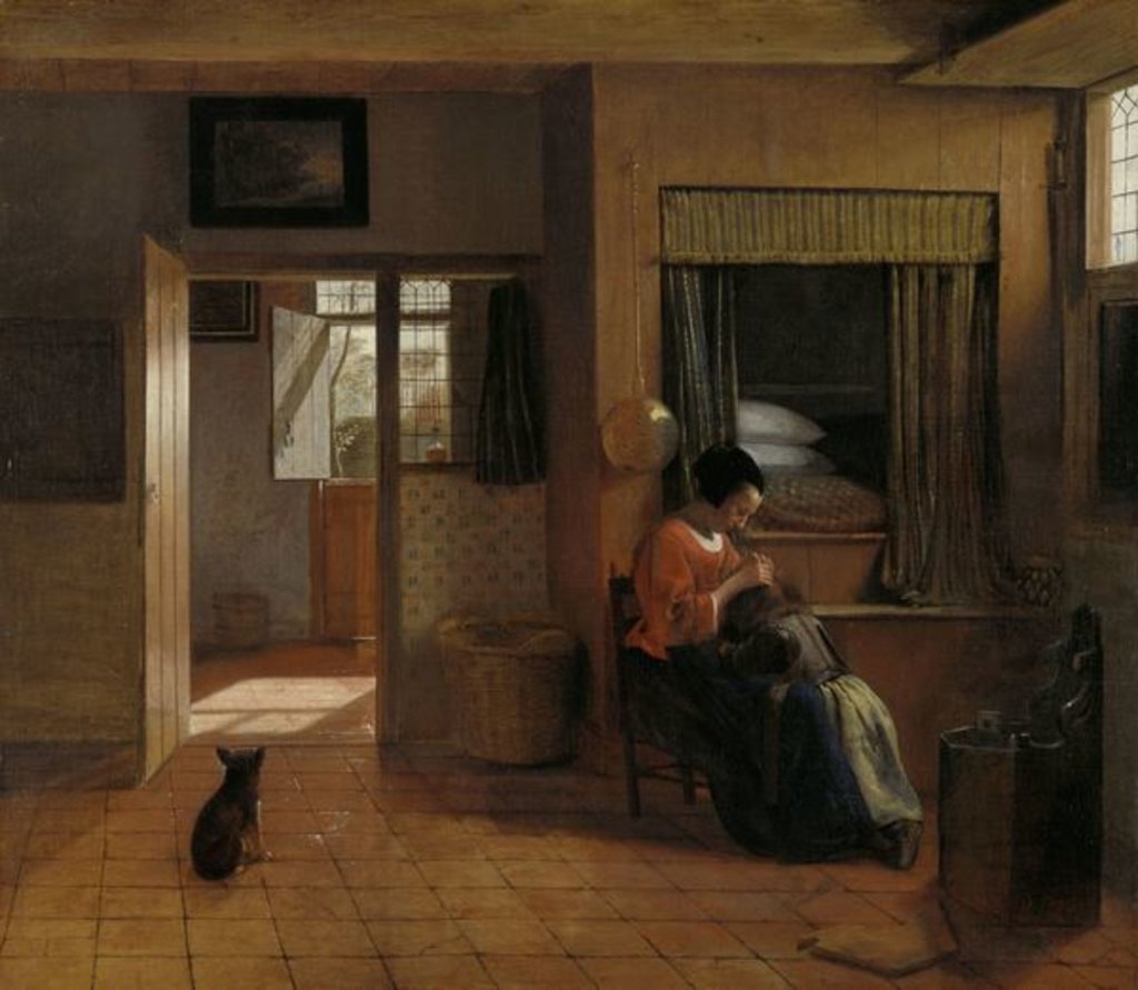 Detail of A Mother Delousing her Child’s Hair, Known as ‘A Mother’s Duty’, c.1658-60 by Pieter de Hooch