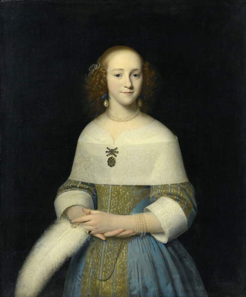 Detail of Portrait of a young lady, 1656 by Isaac Luttichuys