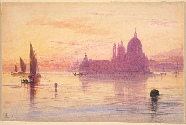 Detail of Santa Maria della Salute, Venice, at Sunset, 1865-84 by Edward Lear