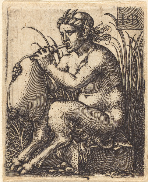 Detail of Satyr Woman Playing Bagpipe, c.1525-50 by Hans Sebald Beham