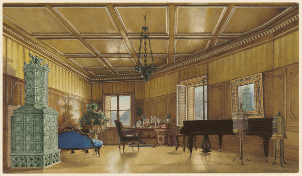 Detail of The Music Room of Archduchess Margarete, Princess of Saxony, in Schloss Ambras, 1870-9 by Heinrich von Förster