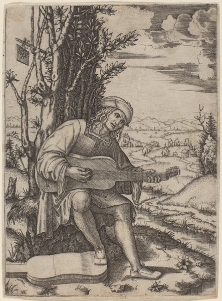 Detail of The Guitar Player, c.1480-1530 by Marcantonio Raimondi