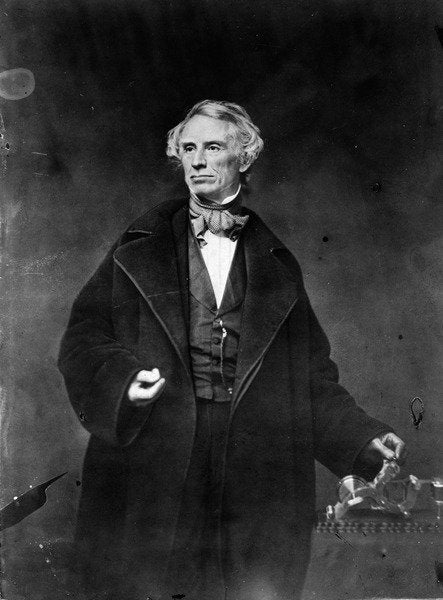 Detail of Samuel Morse and his recorder, 1857 by Mathew Brady