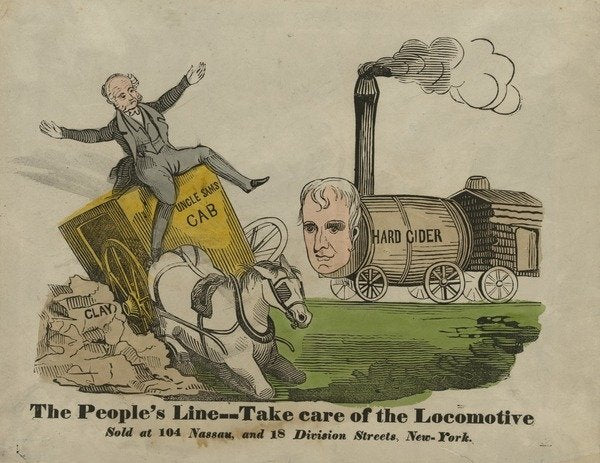 Detail of The people's line--Take care of the locomotive, 1840 by American School