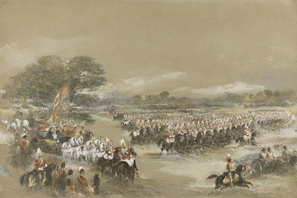 Detail of Royal review at Windsor, Queen Victoria and Khedive Ismail Pashe of Egypt, June 26th, 1868 by George Bryant Campion