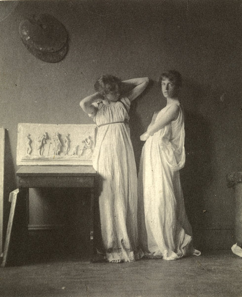 Detail of Two Female Models in Classical Costume with Eakins's Sculpture 'Arcadia', c.1883 by Thomas Cowperthwait Eakins