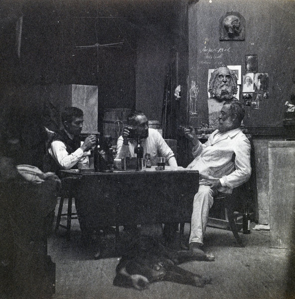 Detail of Samuel Murray, Thomas Eakins and William O'Donovan in Eakins's Chestnut Street Studio, c.1891-2 by Thomas Cowperthwait Eakins