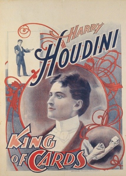 Detail of Harry Houdini, King of Cards, 1895 by American School