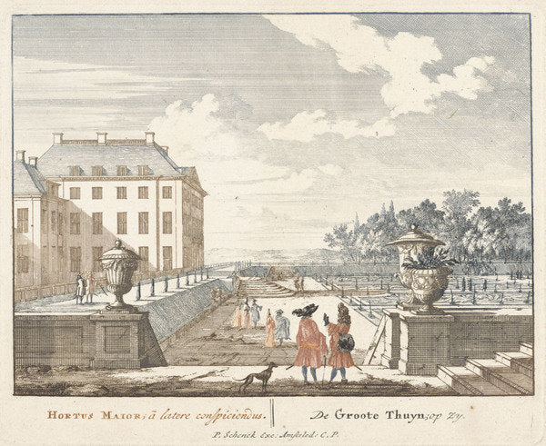 Detail of Walkers in the garden of Het Loo Palace, 1694-97 by Jan I van Call