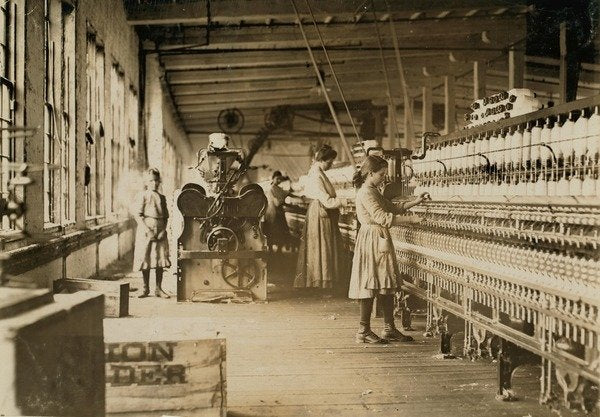 Detail of Two young spinners in Catawba Cotton Mills, Newton, North Carolina, 1908 by Lewis Wickes Hine