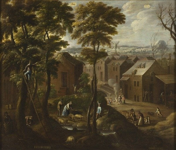 Detail of November and December from Los doce meses del año, 1650-1699 by Antonio de Espinosa