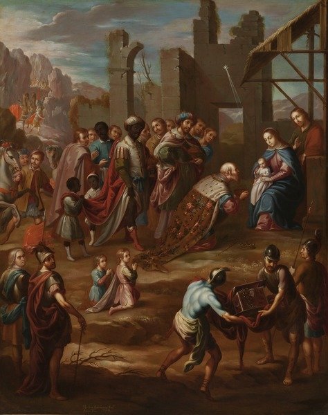 Detail of The Adoration of the Kings with Viceroy Pedro de Castro y Figueroa, Duke of La Conquista, 1741 by Nicolas Enriquez