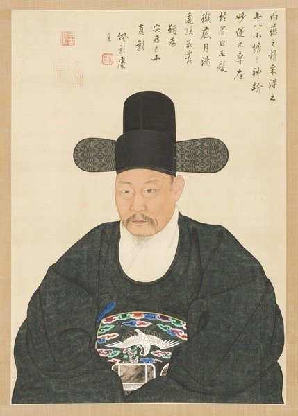 Detail of Portrait of Scholar-official Ahn in his Fifties, 19th century by Chae-gwan Yi