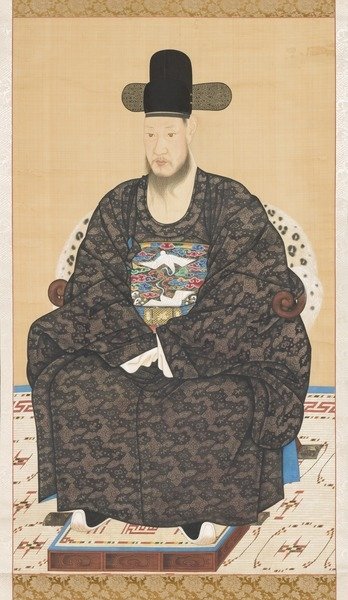 Detail of Portrait of Scholar-official Robe, 19th century by School Korean