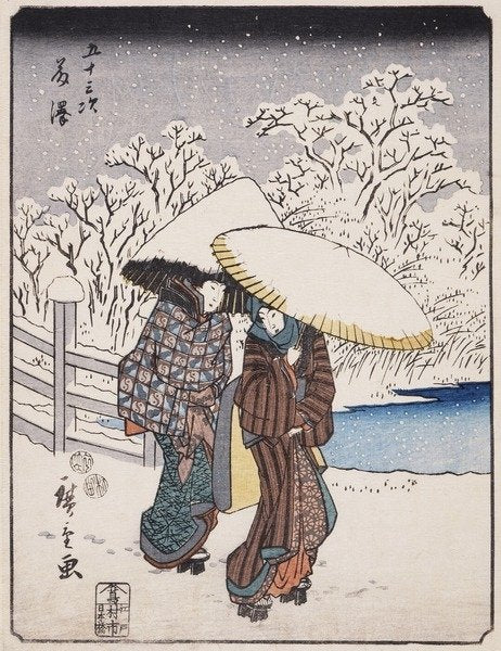 Detail of Fujisawa from the series 53 Stations of the Tokaido, 1852 by Ando or Utagawa Hiroshige