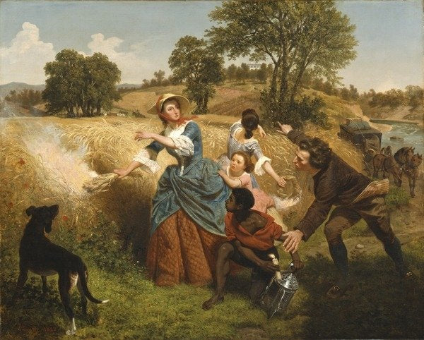 Detail of Mrs. Schuyler Burning Her Wheat Fields on the Approach of the British, 1852 by Emanuel Gottlieb Leutze