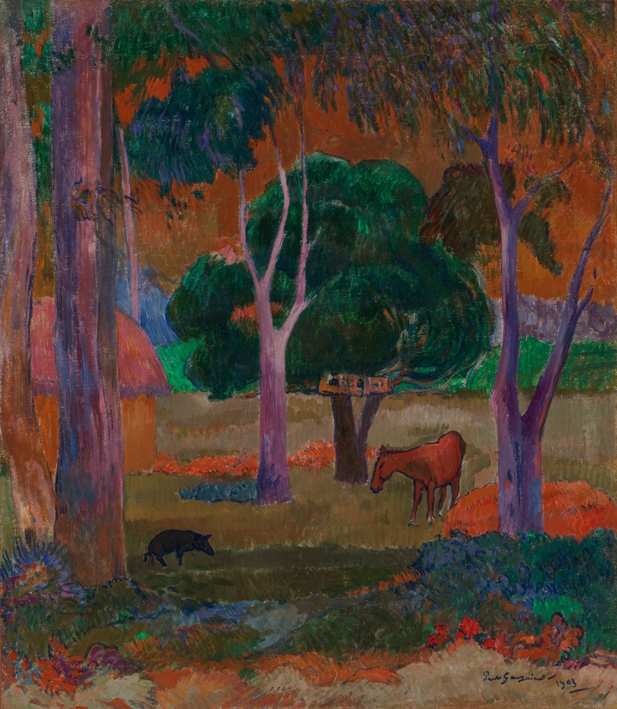 Detail of Landscape with a Pig and a Horse, 1903 by Paul Gauguin