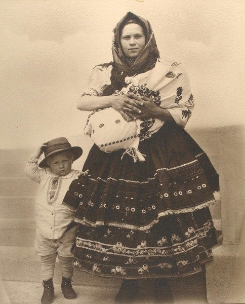 Detail of Slovak woman and children, c.1910 by Augustus F. Sherman