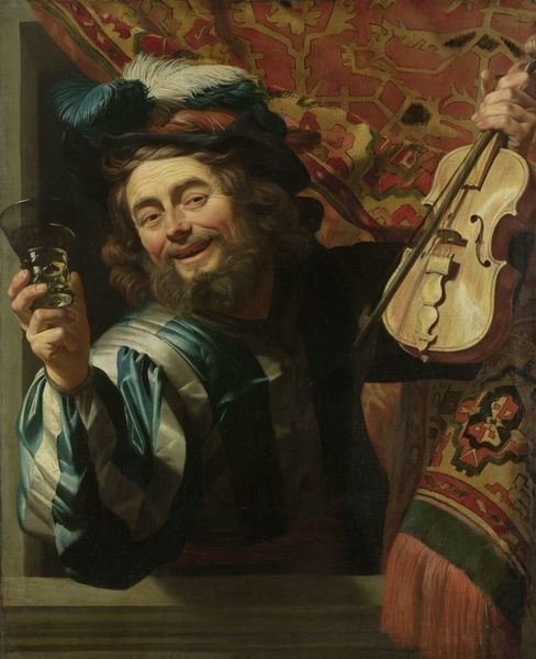 Detail of The Merry Fiddler, 1623 by Gerrit van Honthorst