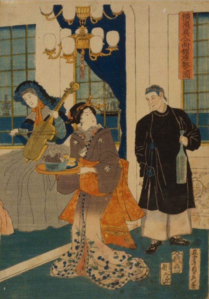 Detail of Parlour of a foreign mercantile house in Yokohama, 1861 by Utagawa Sadahide