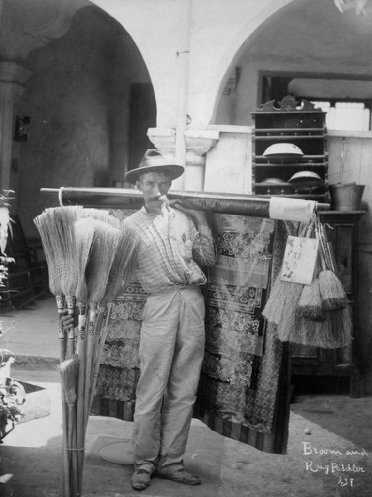 Detail of Broom and rug peddler in Cuba, c.1900 by American Photographer