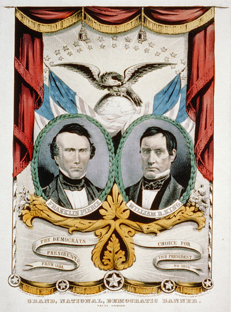 Detail of Democratic presidential campaign banner, 1852 by American School