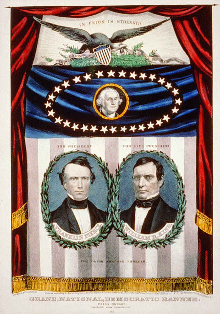 Detail of Democratic presidential campaign banner, 1852 by American School