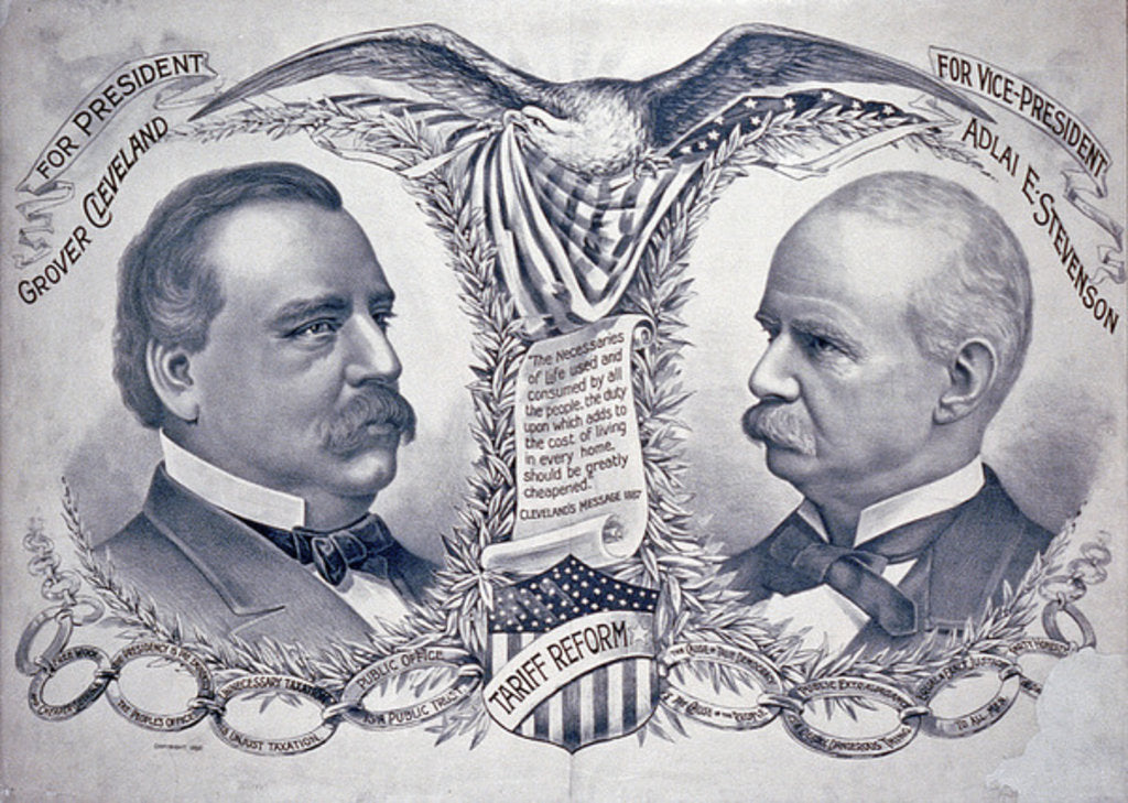 Detail of Democratic presidential campaign poster, 1892 by American School