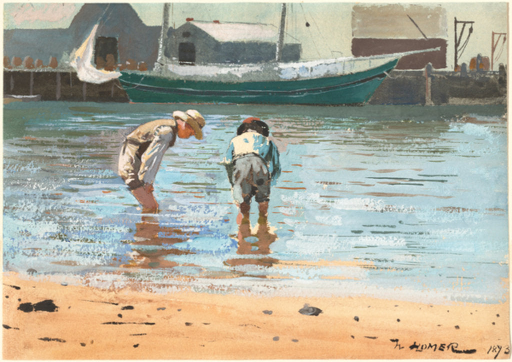 Detail of Boys wading, 1873 by Winslow Homer