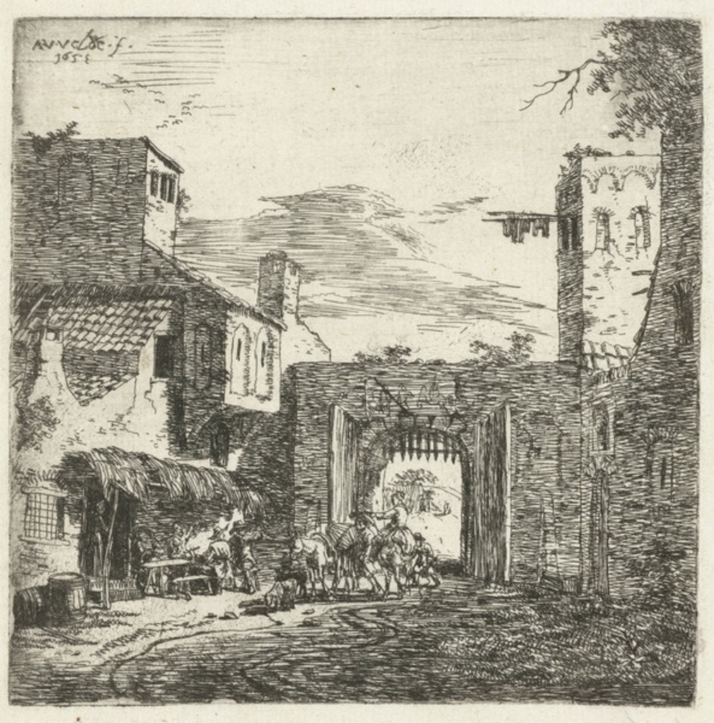 Detail of Inn at city gate, 1653 by Adriaen van de Velde