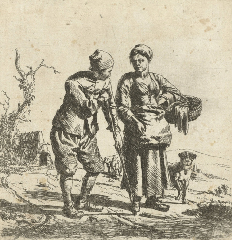 Detail of Farmer and his wife in conversation by Adriaen van de Velde