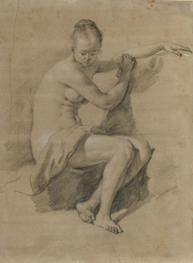 Detail of Seated female nude, c.1660-70 by Adriaen van de Velde
