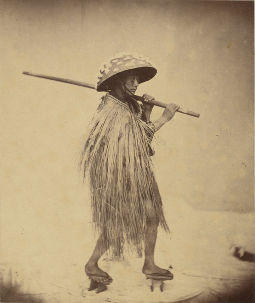 Detail of Japanese in Mackintosh, c.1865 by Felice (1825-c.1908) Beato