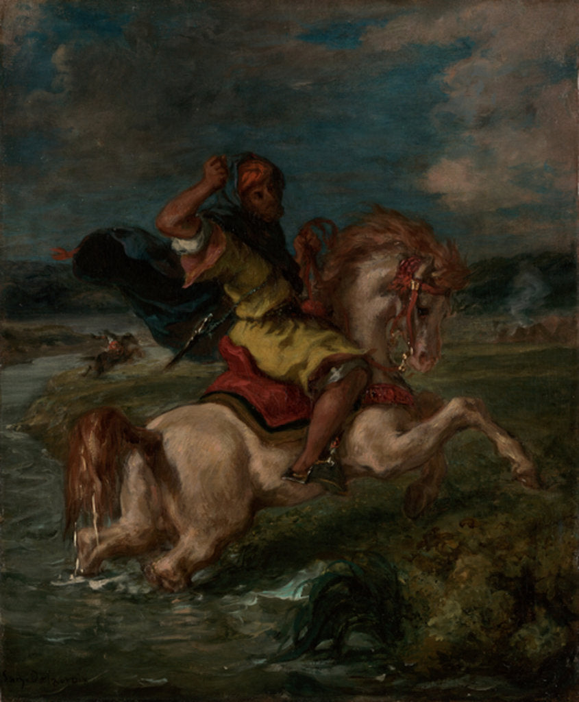 Detail of Moroccan Horseman Crossing a Ford, c.1850 by Ferdinand Victor Eugene Delacroix
