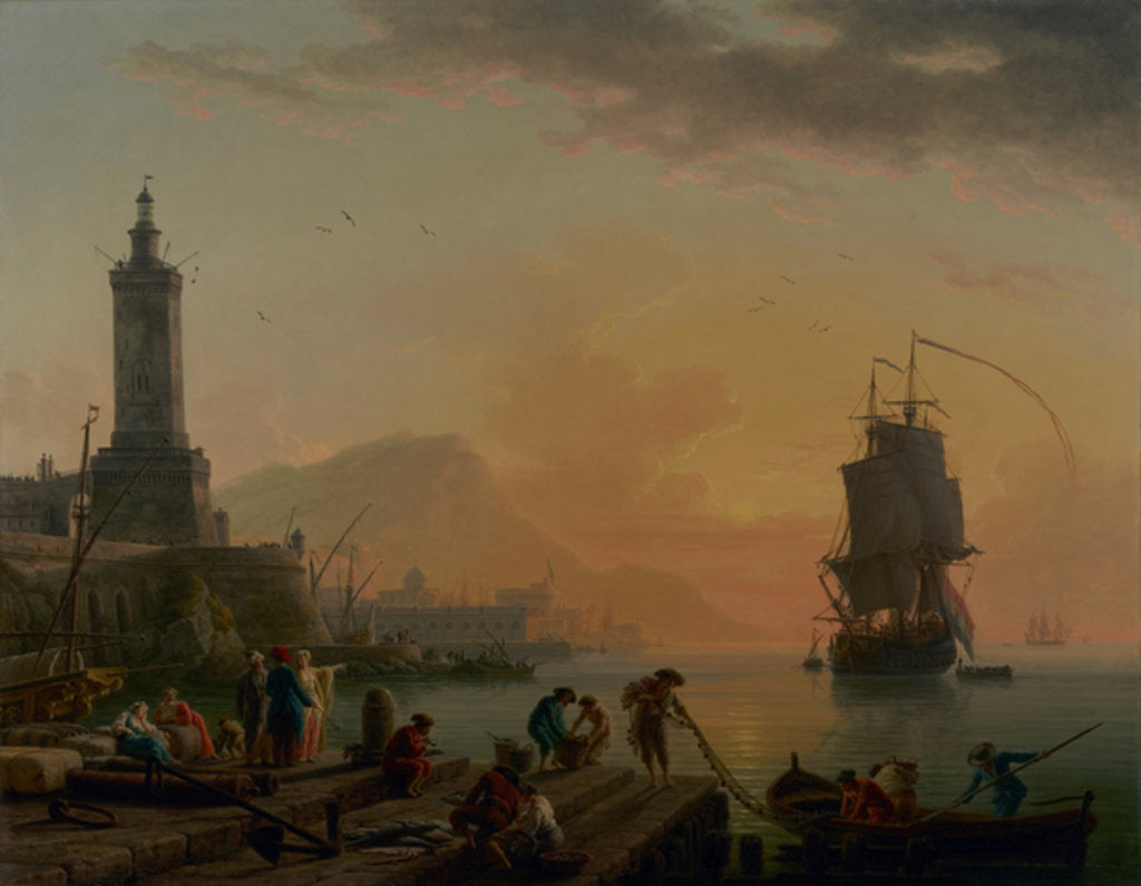 Detail of A Calm at a Mediterranean Port, 1770 by Claude Joseph Vernet