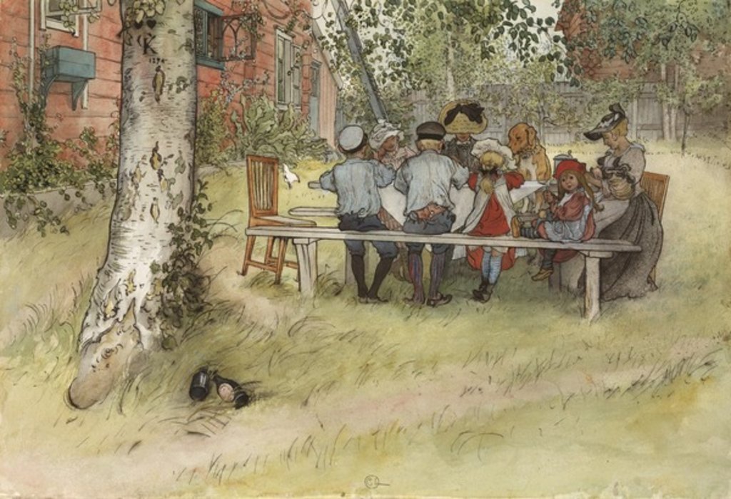 Detail of Breakfast under the Big Birch by Carl Larsson