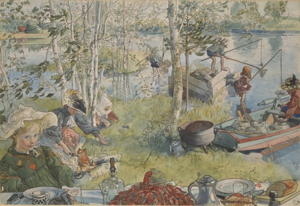 Detail of Crayfishing by Carl Larsson