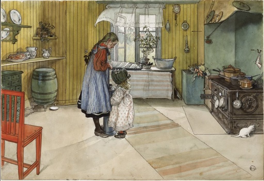 Detail of The Kitchen by Carl Larsson