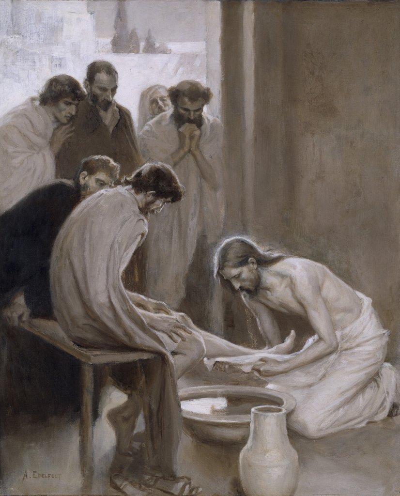 Detail of Jesus washing the feet of his disciples, 1898 by Albert Gustaf Aristides Edelfelt