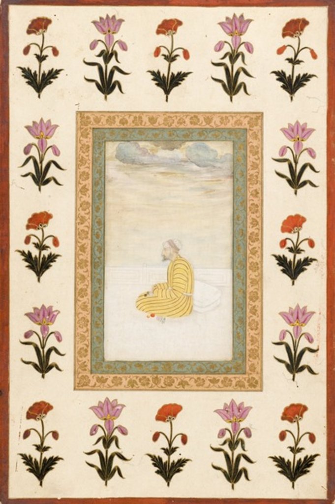 Detail of Contemplative Man Seated on a Terrace, 1674-1675 by Mughal School