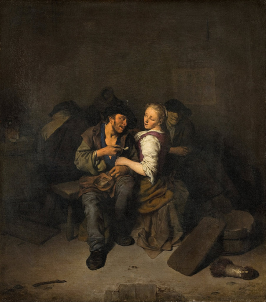 Detail of Young Couple in a Tavern, 1661 by Cornelis Bega