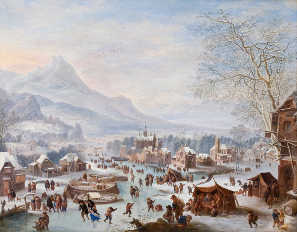 Detail of Winter Scene with Skaters by Jan the Elder Griffier