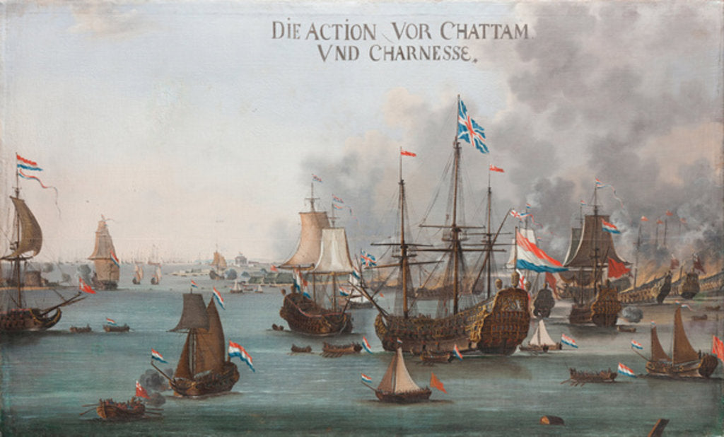 Detail of The Battle of Chatham, 1667 by Willem van der Stoop