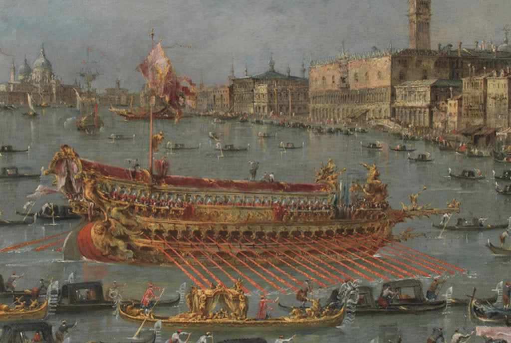 Detail of The Bucintoro Festival of Venice. The Bacino di S. Marco with the 'Bucintoro', the Doge's State Barge, on Ascension Day, 1780-93 by Francesco Guardi