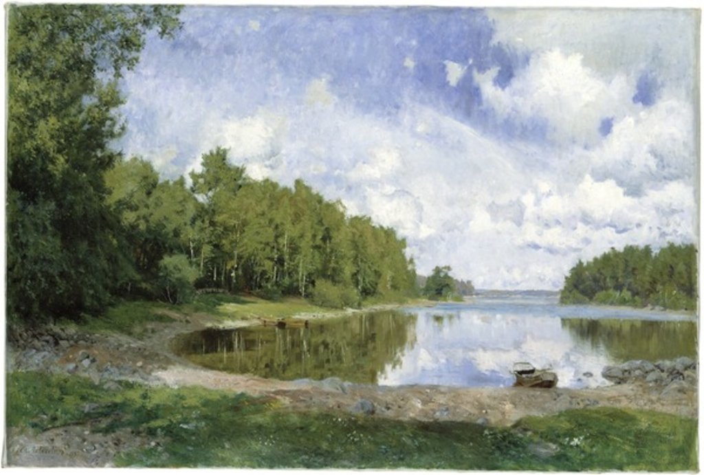 Detail of Lake view at Engelsberg, Vastmanland, 1893 by Olof Per Ulrik Arborelius