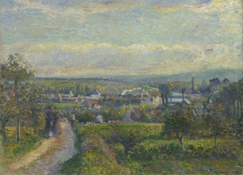Detail of View of Saint-Ouen-L'Aumone, 1876 by Camille Pissarro